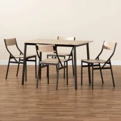 5pc Carmen Wood And Metal Dining Set Oak Brown/Dark Brown - Baxton Studio 20 5pc Carmen Wood And Metal Dining Set Oak Brown/Dark Brown - Baxton Studio -Home Furniture Shop-Baxton Studio GUEST 80e3a124 9a30 4bd5 a528 d41a9638594c