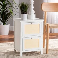 Sariah Wood Rattan 2 Door Nightstand White - Baxton Studio 17 Sariah Wood Rattan 2 Door Nightstand White - Baxton Studio -Home Furniture Shop-Baxton Studio GUEST 80e649b1 dd30 4193 933f 940038c95f4a