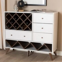 Baxton Studio Savino And Walnut Finished Wood Wine Cabinet White/Brown - BaxtonStudio -Home Furniture Shop-Baxton Studio GUEST 81486eca 447a 418c 8b2b be0d6d2a7211