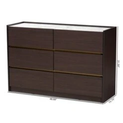 Walker Wood 6 Drawer Dresser With Faux Marble Top Dark Brown/Marble/Gold - Baxton Studio 18 Walker Wood 6 Drawer Dresser With Faux Marble Top Dark Brown/Marble/Gold - Baxton Studio -Home Furniture Shop-Baxton Studio GUEST 81a5926e 9589 4e81 b414 5a81602e97d2