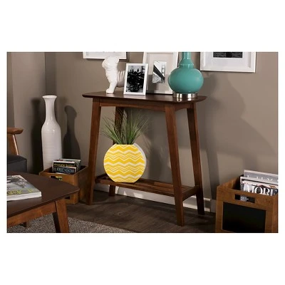 Sacramento Mid-century Modern Scandinavian Style Console Table - Dark Walnut - Baxton Studio 5 Sacramento Mid-century Modern Scandinavian Style Console Table - Dark Walnut - Baxton Studio - Image 3