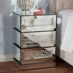 Sabrina Hollywood Regency Glamour Style Mirrored 3 - Drawer Nightstand - Baxton Studio 12 Sabrina Hollywood Regency Glamour Style Mirrored 3 - Drawer Nightstand - Baxton Studio -Home Furniture Shop-Baxton Studio GUEST 82052dad 1c24 4f96 b6c4 1c13251870bb