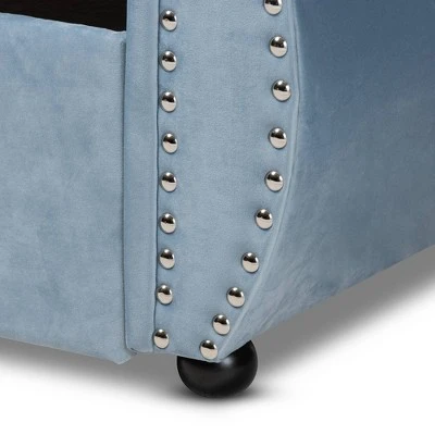 Twin Abbie Velvet Tufted Daybed With Trundle Light Blue - Baxton Studio 9 Twin Abbie Velvet Tufted Daybed With Trundle Light Blue - Baxton Studio - Image 7