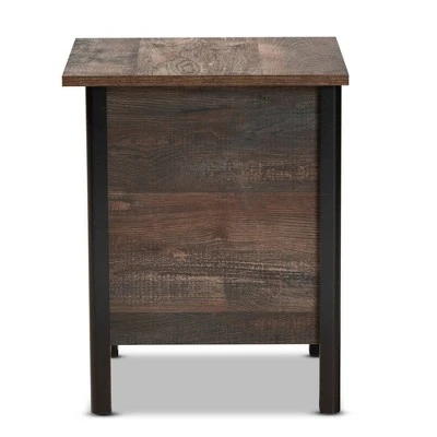 Vaughan Two-Tone Rustic Finished Wood Nightstand Walnut - Baxton Studio 5 Vaughan Two-Tone Rustic Finished Wood Nightstand Walnut - Baxton Studio - Image 3
