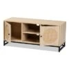 Ardon Bohemian Wood And Metal 2 Door Natural Rattan TV Stand For TVs Up To 40" Light Brown/Black - Baxton Studio -Home Furniture Shop-Baxton Studio GUEST 84c9e31b 9c44 400e 854e 88647831c5e7