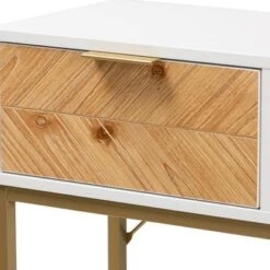 Giona Two-Tone Wood And Metal 1 Drawer Console Table White/Gold - Baxton Studio -Home Furniture Shop-Baxton Studio GUEST 852b5908 7148 4637 804a 323aad1f8487