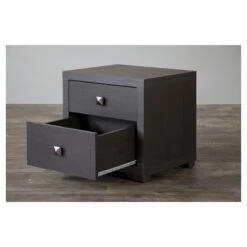 Silvertone Modern Nightstand Espresso - Baxton Studio