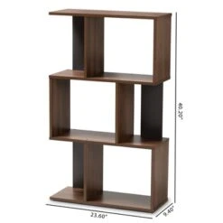 40.2" Legende Finished Display Bookcase Brown/Dark Gray - Baxton Studio -Home Furniture Shop-Baxton Studio GUEST 85b88ac4 2525 49b8 a5c4 107cc92b752b