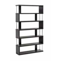 75.5" Barnes Six Shelf Modern Bookshelf Dark Brown - Baxton Studio