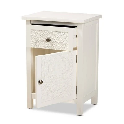 Lambert Wood 1 Drawer Nightstand White - Baxton Studio 4 Lambert Wood 1 Drawer Nightstand White - Baxton Studio - Image 2
