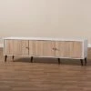 Bastien Light Oak 6 Shelf TV Stand For TVs Up To 60" White/Brown - Baxton Studio -Home Furniture Shop-Baxton Studio GUEST 85f63c9e ff88 4d57 a20f e7ed4a5edd87