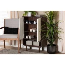 2 Door Meike Two-Tone Wood Shoe Cabinet Walnut/White - Baxton Studio -Home Furniture Shop-Baxton Studio GUEST 863ee331 3871 49a0 87fa 3954fd3c68a2
