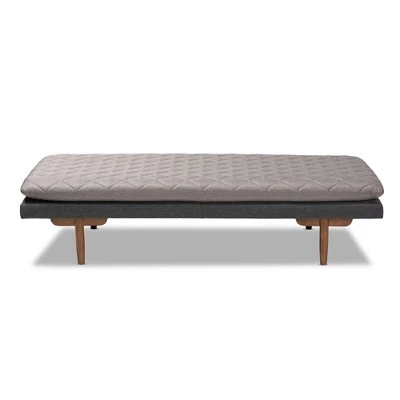 Twin Two Marit Tone Upholstered Wood Daybed Gray/Walnut - Baxton Studio 9 Twin Two Marit Tone Upholstered Wood Daybed Gray/Walnut - Baxton Studio - Image 7
