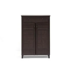 Glidden Wood Modern Shoe Cabinet (Tall) Dark Brown - Baxton Studio -Home Furniture Shop-Baxton Studio GUEST 86d17da5 7533 4491 a0ce a1c06a24d247
