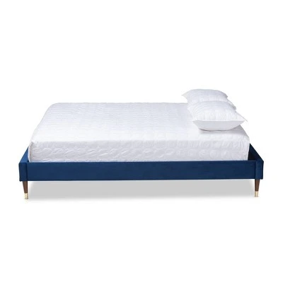 Full Volden Velvet Wood Platform Bed Frame Blue - Baxton Studio 3 Full Volden Velvet Wood Platform Bed Frame Blue - Baxton Studio