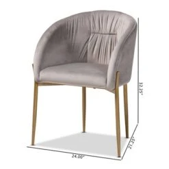 Ballard Velvet Fabric Upholstered Metal Dining Chair - Baxton Studio -Home Furniture Shop-Baxton Studio GUEST 8703f565 e197 47f8 968f 55e8eaf0f390