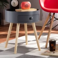 Jessen 1 - Drawer Wood Nightstand - Baxton Studio 12 Jessen 1 - Drawer Wood Nightstand - Baxton Studio -Home Furniture Shop-Baxton Studio GUEST 87168719 b0de 4580 b085 4ce23018ec62