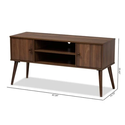Alard 2 Door Wood TV Stand For TVs Up To 50" Walnut - Baxton Studio 10 Alard 2 Door Wood TV Stand For TVs Up To 50" Walnut - Baxton Studio - Image 8