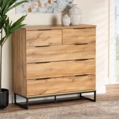 Franklin Wood And Metal 5 Drawer Bedroom Chest Oak/Black - Baxton Studio 14 Franklin Wood And Metal 5 Drawer Bedroom Chest Oak/Black - Baxton Studio -Home Furniture Shop-Baxton Studio GUEST 876a32e8 7c42 4175 a9f0 cd359d30b644