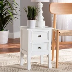 Caelan Wood 2 Drawer Nightstand White - Baxton Studio 14 Caelan Wood 2 Drawer Nightstand White - Baxton Studio -Home Furniture Shop-Baxton Studio GUEST 87801a36 de82 4e72 b345 a5276c0db719