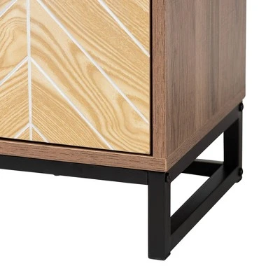 Josephine Two-Tone Wood And Metal 3 Door Sideboard Walnut Brown/White/Black - Baxton Studio 8 Josephine Two-Tone Wood And Metal 3 Door Sideboard Walnut Brown/White/Black - Baxton Studio - Image 6