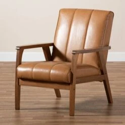 Nikko Mid-Century Faux Leather Upholstered Wood Lounge Chair Walnut/Brown - Baxton Studio 15 Nikko Mid-Century Faux Leather Upholstered Wood Lounge Chair Walnut/Brown - Baxton Studio -Home Furniture Shop-Baxton Studio GUEST 87aae8a6 1254 41f4 886a a2b34846bdd7