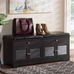Leo Modern And Contemporary Wood 2 Drawer Shoe Storage Bench Dark Brown - Baxton Studio 17 Leo Modern And Contemporary Wood 2 Drawer Shoe Storage Bench Dark Brown - Baxton Studio -Home Furniture Shop-Baxton Studio GUEST 8807c07f e1f1 464f ac92 15e5573b1418