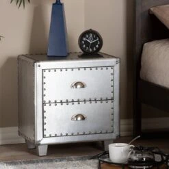 2 Drawer Davet Metal Nightstand Silver - Baxton Studio 15 2 Drawer Davet Metal Nightstand Silver - Baxton Studio -Home Furniture Shop-Baxton Studio GUEST 884e6561 bbb4 44ad 962a 9ee3ff5ebfd3