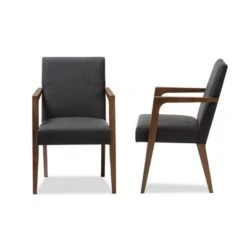 Set Of 2 Andrea Mid - Century Modern Upholstered Wooden Armchair - Dark Gray - Baxton Studio -Home Furniture Shop-Baxton Studio GUEST 885b3c85 ee3b 417f a56d 51926da1e01d