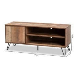 Iver 1 Door Wood TV Stand For TVs Up To 50" Rustic Oak/Dark Brown - Baxton Studio -Home Furniture Shop-Baxton Studio GUEST 8874ea5f ca3a 4a32 abb0 e4e9a7a7d3c7