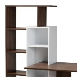 Rowan Two-Tone Wood Storage Computer Desk With Shelves White/Walnut - Baxton Studio -Home Furniture Shop-Baxton Studio GUEST 88788ad0 5cdd 47ec 8f1f 7073bfb0a00e