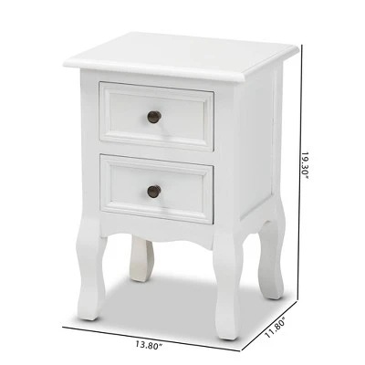 Caelan Wood 2 Drawer Nightstand White - Baxton Studio 13 Caelan Wood 2 Drawer Nightstand White - Baxton Studio - Image 11