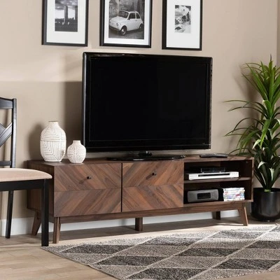 Hartman Wood TV Stand For TVs Up To 60" Walnut Brown - Baxton Studio 10 Hartman Wood TV Stand For TVs Up To 60" Walnut Brown - Baxton Studio - Image 8