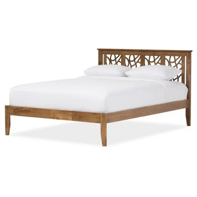 Trina Contemporary Tree Branch Inspired Wood Platform Bed Walnut Brown - Baxton Studio 7 Trina Contemporary Tree Branch Inspired Wood Platform Bed Walnut Brown - Baxton Studio - Image 5