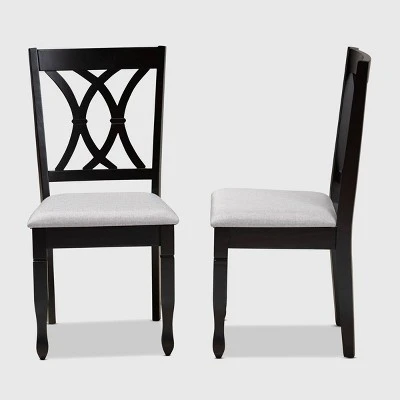 2pc Reneau Upholstered Wood Dining Chair Set - Baxton Studio 4 2pc Reneau Upholstered Wood Dining Chair Set - Baxton Studio - Image 2