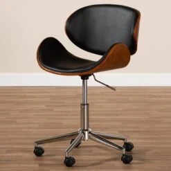 Baxton Studio Ambrosio Faux Leather Upholstered Chrome Finished Metal Adjustable Office Chair Black - BaxtonStudio -Home Furniture Shop-Baxton Studio GUEST 8aa0312f 20f7 4aad 885b c86f890a6713