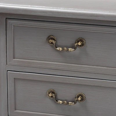 3 Drawer Capucine Finished Wood Nightstand Gray - Baxton Studio 7 3 Drawer Capucine Finished Wood Nightstand Gray - Baxton Studio - Image 5