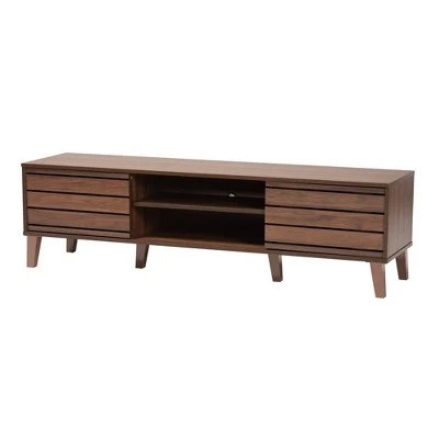 Teresina Wood 2 Door TV Stand For TVs Up To 59" Walnut Brown - Baxton Studio 3 Teresina Wood 2 Door TV Stand For TVs Up To 59" Walnut Brown - Baxton Studio
