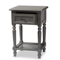 Sheldon Vintage Wood 1 Drawer Nightstand Gray - Baxton Studio