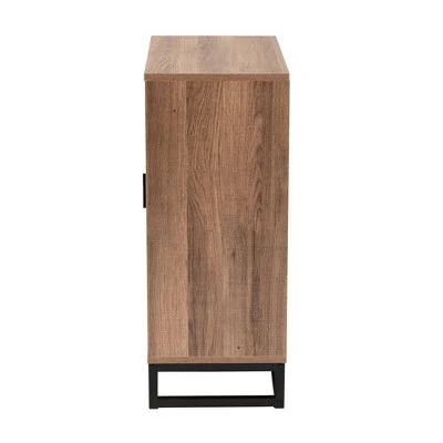 Josephine Two-Tone Wood And Metal 2 Door Storage Cabinet Walnut Brown/White/Black - Baxton Studio 6 Josephine Two-Tone Wood And Metal 2 Door Storage Cabinet Walnut Brown/White/Black - Baxton Studio - Image 4