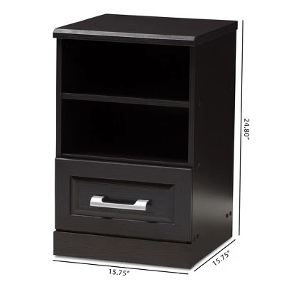 Odelia Modern And Contemporary Finished 1 Drawer Nightstand Dark Brown - Baxton Studio 10 Odelia Modern And Contemporary Finished 1 Drawer Nightstand Dark Brown - Baxton Studio - Image 8