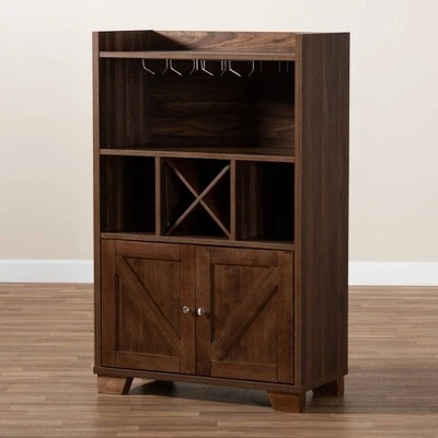 Carrie Walnut Finished Wood Wine Storage Cabinet Walnut - Baxton Studio 11 Carrie Walnut Finished Wood Wine Storage Cabinet Walnut - Baxton Studio - Image 9