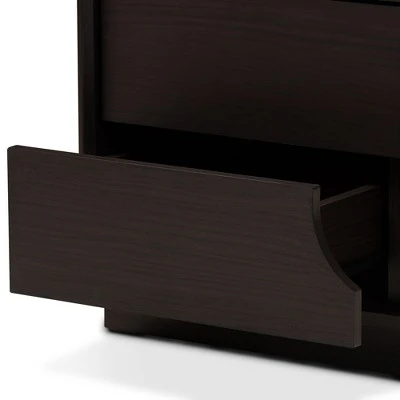 Larsine Finished 2 Drawer Nightstand Brown - Baxton Studio 10 Larsine Finished 2 Drawer Nightstand Brown - Baxton Studio - Image 8
