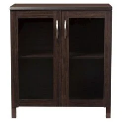 Sintra Modern And Contemporary Sideboard Storage Cabinet With Glass Doors - Dark Brown - Baxton Studio
