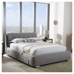 King Camile Modern And Contemporary Fabric Upholstered 4 Drawer Storage Platform Bed Gray - Baxton Studio 12 King Camile Modern And Contemporary Fabric Upholstered 4 Drawer Storage Platform Bed Gray - Baxton Studio -Home Furniture Shop-Baxton Studio GUEST 8e4ab0e8 fe2f 4796 9242 c39e05e06312