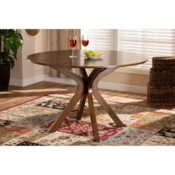 48" Kenji Wide Round Wood Dining Table Walnut - Baxton Studio 10 48" Kenji Wide Round Wood Dining Table Walnut - Baxton Studio -Home Furniture Shop-Baxton Studio GUEST 8e85b374 8f5f 4b5d 8511 b0492cc72dc6