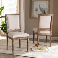 Set Of 2 Louane Fabric Upholstered And Wood Dining Chairs - Baxton Studio -Home Furniture Shop-Baxton Studio GUEST 8eb0ce4a b405 4e76 be17 17375262f506
