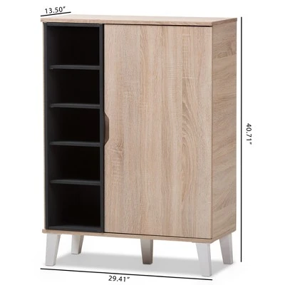 Adelina Mid - Century Modern 1 - Door Wood Shoe Cabinet - Brown - Baxton Studio 9 Adelina Mid - Century Modern 1 - Door Wood Shoe Cabinet - Brown - Baxton Studio - Image 7