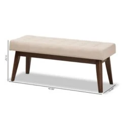 Elia Mid Century Modern Walnut Wood Fabric Button Tufted Bench - Baxton Studio -Home Furniture Shop-Baxton Studio GUEST 8fb445ab f91c 4234 93f4 d9fa26c6101a