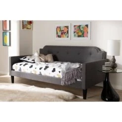 Twin Packer Fabric Upholstered Sofa Daybed Gray - Baxton Studio -Home Furniture Shop-Baxton Studio GUEST 8fd8d878 c33d 4986 a508 b041de2f3ecb